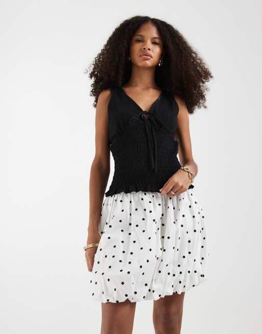 ASOS DESIGN bubble mini skirt in polka dot, 2 of 5