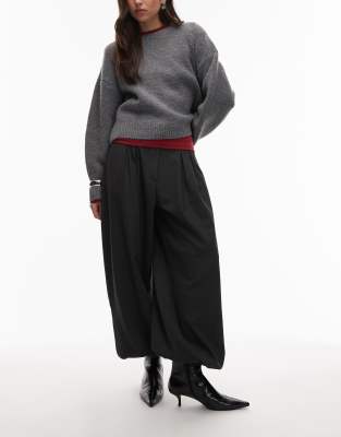 Asos Design Bubble Pants With Cuffed Hem In Gray