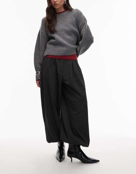 ASOS DESIGN bubble pants with cuffed hem in grey - view 1