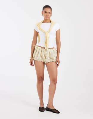 ASOS DESIGN bubble short co ord in buttermilk stripe