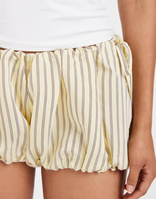 ASOS DESIGN bubble short co ord in buttermilk stripe, 5 of 5