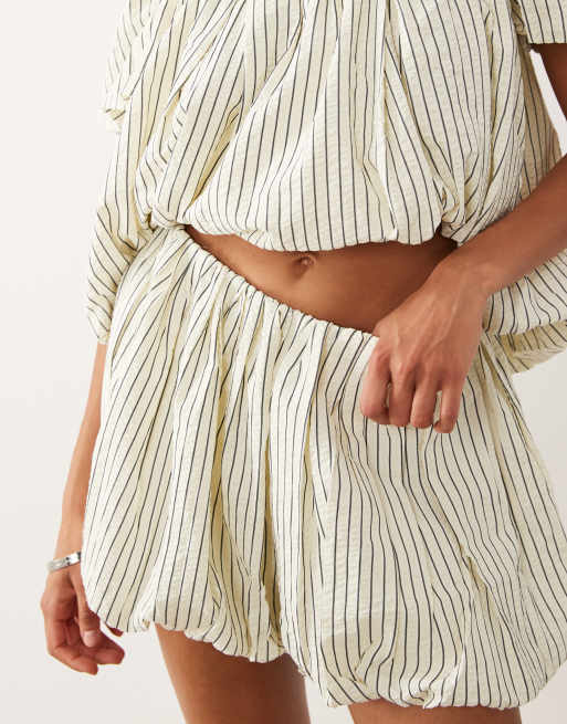 ASOS DESIGN bubble shorts in cream striped print - part of a set, 3 of 5