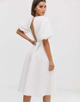 white formal dress midi