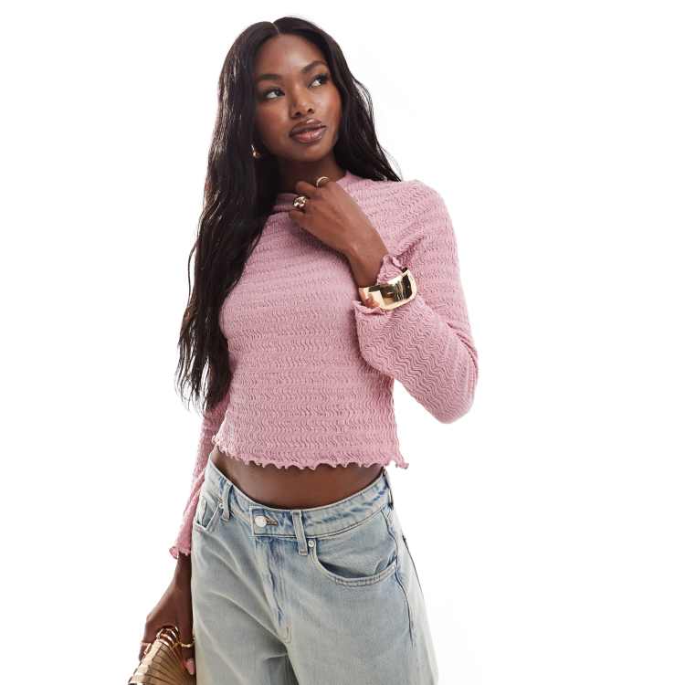 トップス balloon tops pink beige ESMOK トップス balloon tops pink beige ESMOK BALLOON TEXTURED TOP
