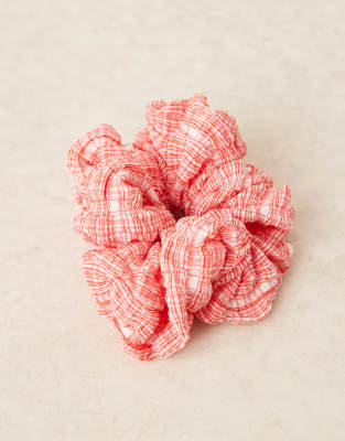 Asos Design Bubble Textured Scrunchie In Red