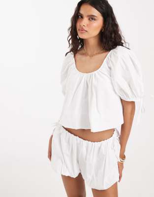 Asos Design Bubble Tie Side Shorts In White