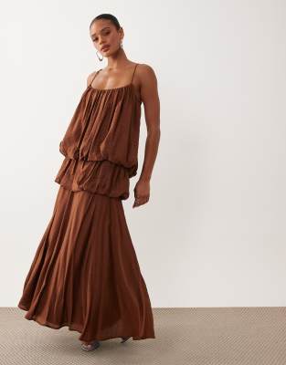 Asos Design Bubble Tiered Cami Strap Maxi Dress In Multi
