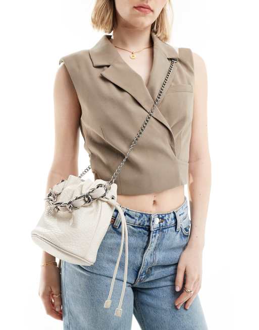 FhyzicsShops DESIGN bucket bag with detatchable crossbody strap in cream