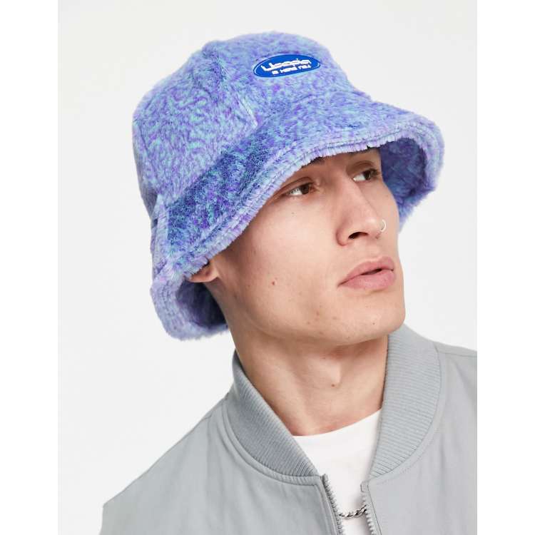 COLLUSION Unisex washed denim bucket hat with string in raw denim blue