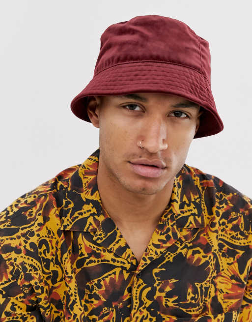 ASOS DESIGN bucket hat in burgundy velvet | ASOS