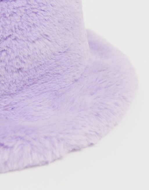 ASOS DESIGN faux fur bucket hat in pink