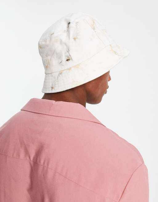 ASOS DESIGN bucket hat in tie dye with peace sign