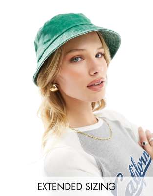 Asos Design Bucket Hat In Washed Green