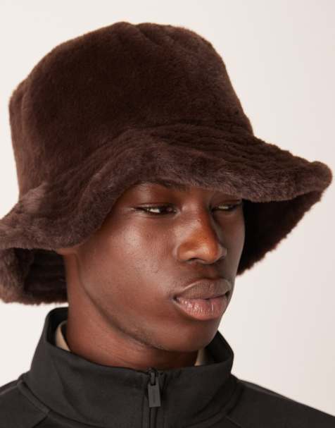 ASOS DESIGN - Bucket hat van imitatiebont in bruin - view 1