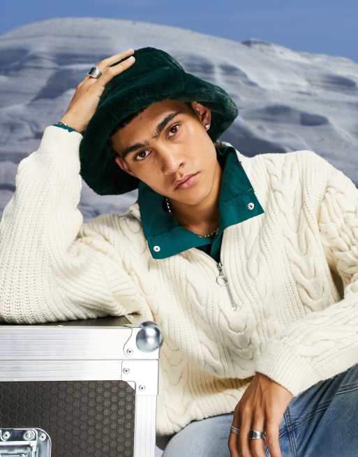 ASOS DESIGN - Bucket hat van imitatiebont in smaragdgroen