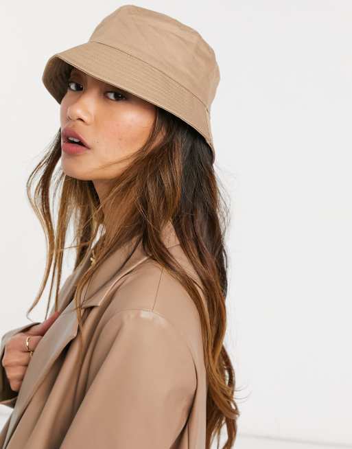 ASOS DESIGN - Bucket hat van katoen met verbeterde pasvorm in stone, 3 van 4