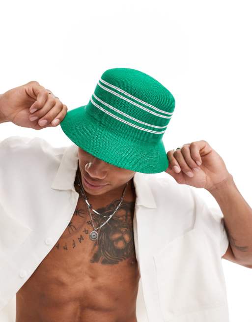 ASOS DESIGN bucket hat with contrast stripe in green | ASOS