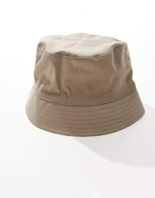 Shop Asos Design Bucket Hat With Stripes In Neutral