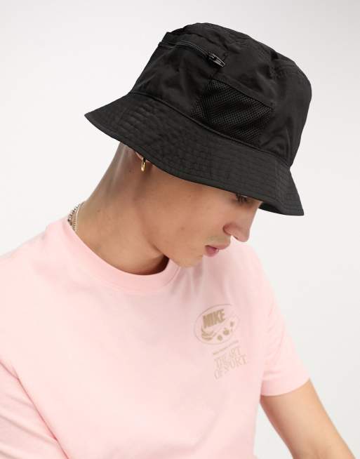 ASOS DESIGN bucket hat with tech details in black