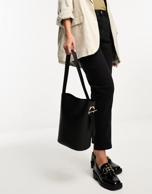 ASOS DESIGN bucket tote bag in black