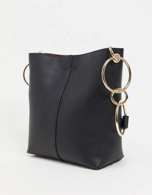 black bucket tote bag