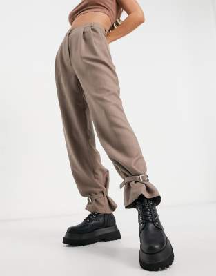 denim cargo pants with side strap