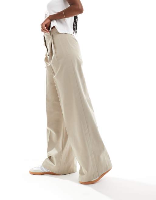 ASOS DESIGN buckle waist detail pants in beige, 5 of 5