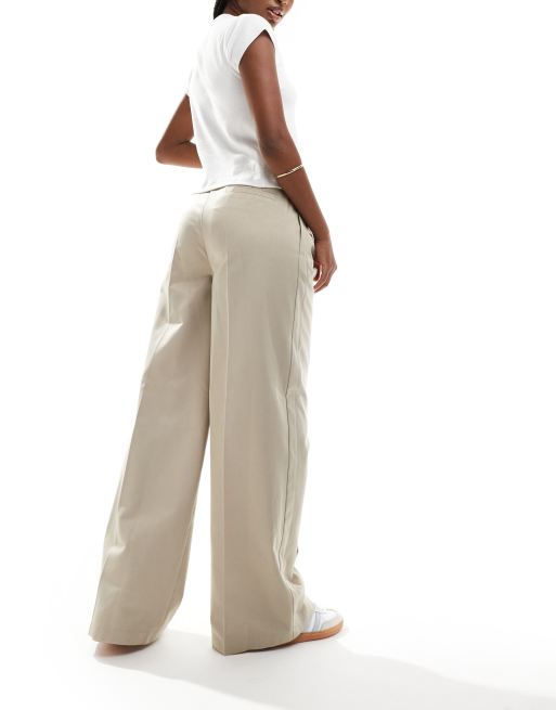 ASOS DESIGN buckle waist detail trousers in beige, 3 of 5