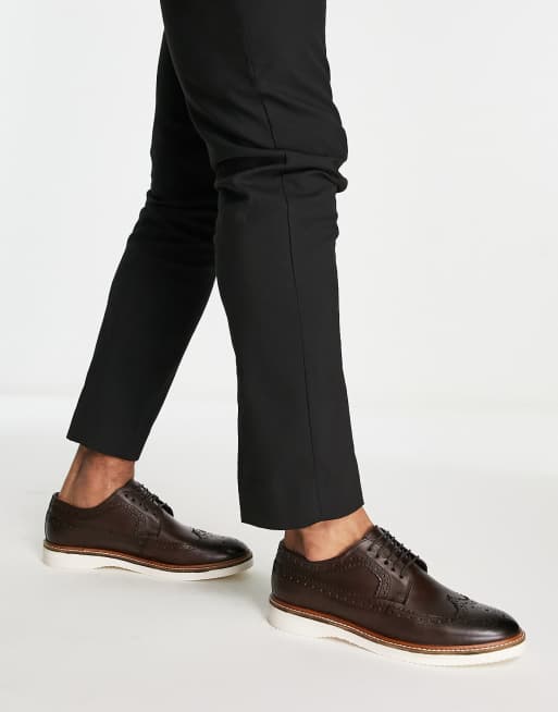 ASOS DESIGN – Budapester aus Leder in Braun mit Keilsohle in Weiß, 3 von 4