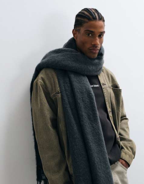 ASOS DESIGN - bufanda oversize con textura cepillada en gris - view 1