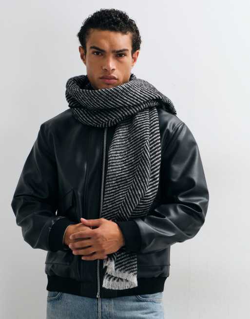 ASOS DESIGN bufanda tejida de espiga en monocromo, 3 de 3
