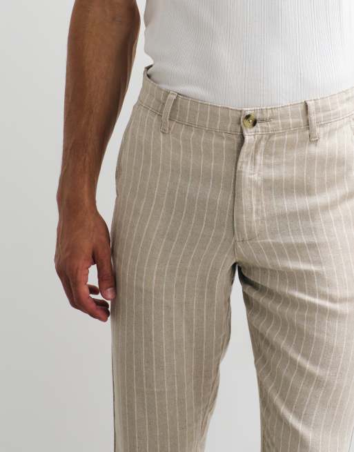 ASOS DESIGN - Bukser i hørblanding med striber - Del af sæt, 3 af 5