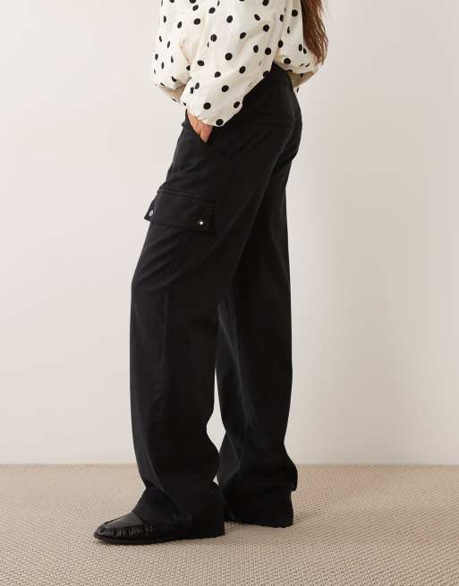 ASOS DESIGN bukser med brede ben i utility-stil og cargolommer i sort, 2 af 5