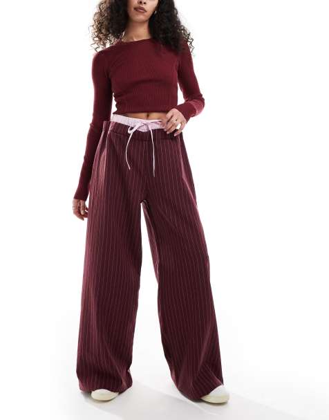 ASOS DESIGN - Bukser med brede ben og kontrastfarvet linning - view 1