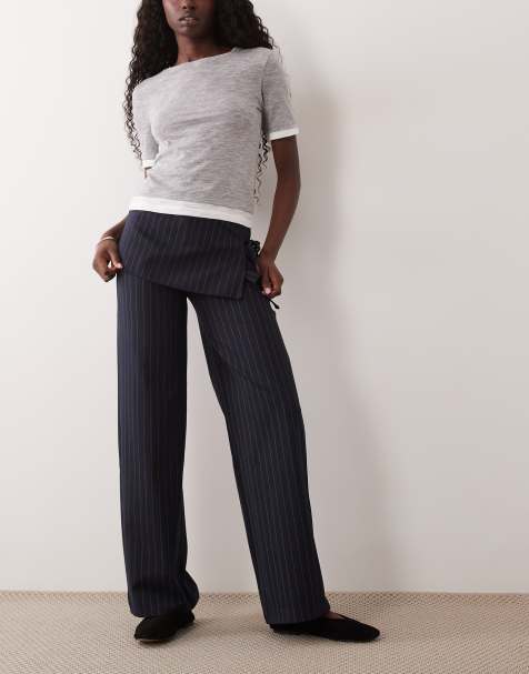 ASOS DESIGN bukser med detalje i taljen og nålestriber - view 1