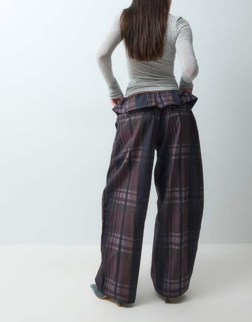 ASOS DESIGN bukser med foldover-talje i tern, 5 af 5