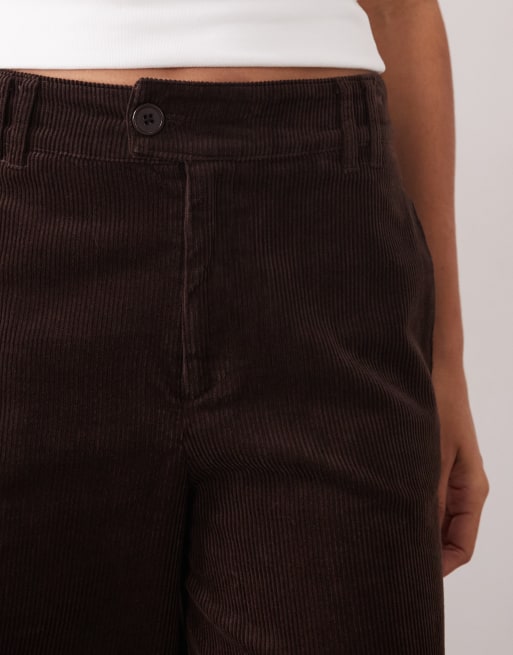 ASOS DESIGN bukser med lige ben i fløjl i chokoladebrun, 4 af 5