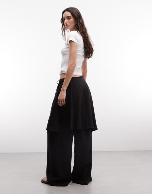 ASOS DESIGN bukser med lige ben og nederdelsdetalje i sort, 5 af 5