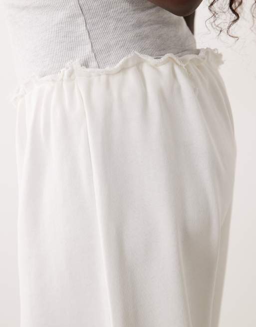 ASOS DESIGN bukser med lynlås og brede ben i hvid, 4 af 5