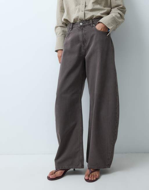 ASOS DESIGN bukser med sløjfe og barrel-ben i espresso, 2 af 5