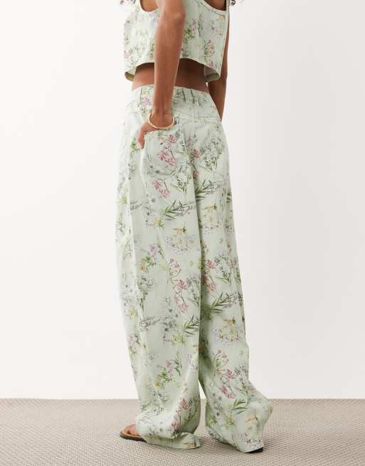 ASOS DESIGN - Bukser med tøndeformede ben og blomstermønster - Del af sæt, 5 af 5