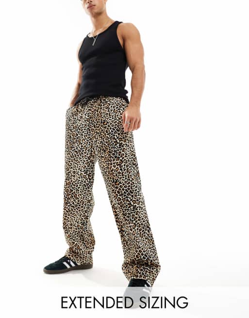ASOS DESIGN - Bukser med vidde og elastiktalje i leopardprint
