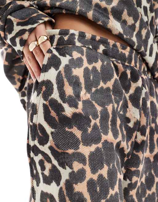 ASOS DESIGN - Bukser med vide ben i leopardprint - Del af sæt, 4 af 5
