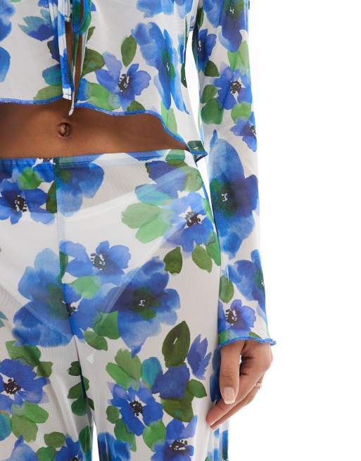 ASOS DESIGN - Bukser med vide ben og blomstermønster i mesh - Del af sæt, 4 af 5