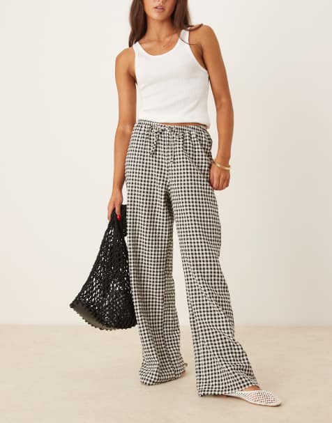 ASOS DESIGN - Bukser med vide ben og gingham-tern - view 1