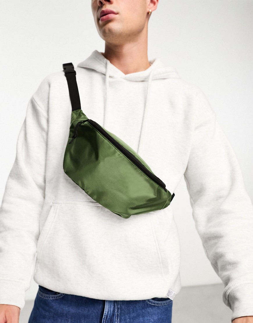 ASOS DESIGN bum bag cross body in khaki-Green