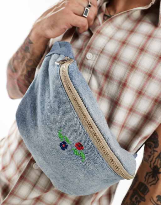 ASOS DESIGN bum bag cross body with embroidered flower in colour, 2 of 4