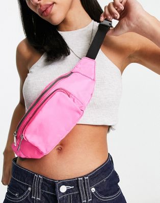 ASOS DESIGN bum bag with front pocket in pink - ASOS Price Checker