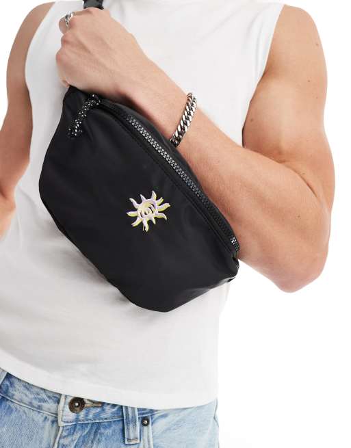 FhyzicsShops DESIGN bum bag with sun embroidery in black