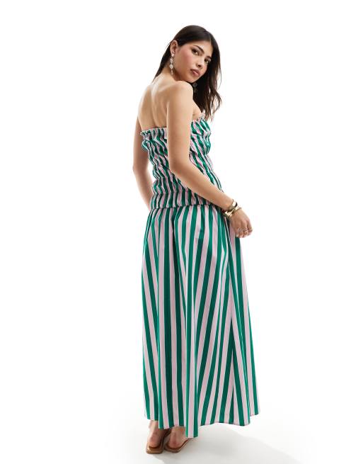 ASOS DESIGN – Bunt gestreiftes, trägerloses Maxikleid mit tief angesetzter Taille, 4 von 4